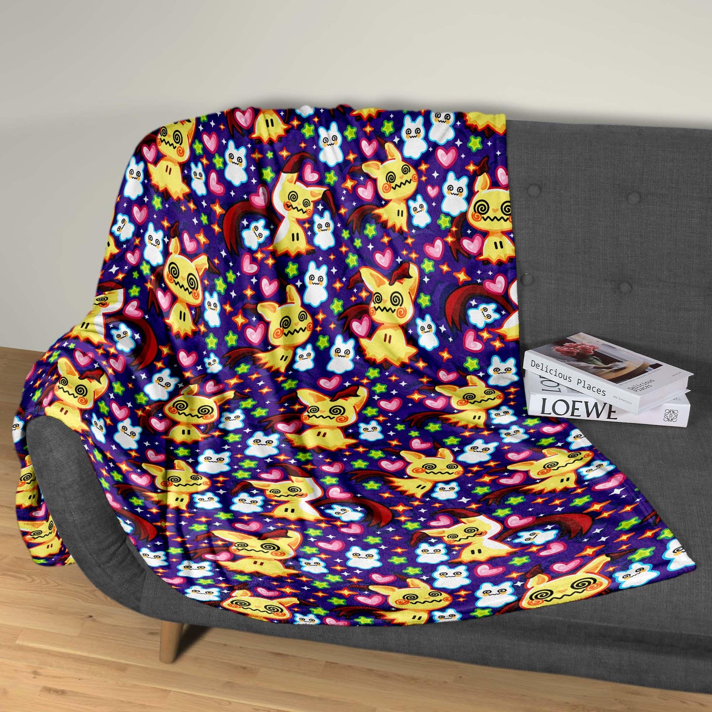 Mimikyu Fleece Blanket, Cozy Throw Blanket for Bedroom and Living Room, Home Decor Family Blanket, Mimikyu Blanket Gifts