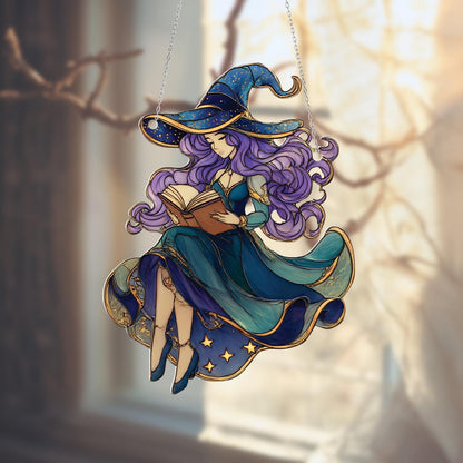 Witch Window Hanging Decoration, Mystic Girl Window Art, Fantasy Witchy Window Decor, Gothic Home Window Hanging, Unique Halloween Gift