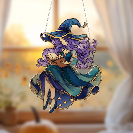 Witch Window Hanging Decoration, Mystic Girl Window Art, Fantasy Witchy Window Decor, Gothic Home Window Hanging, Unique Halloween Gift