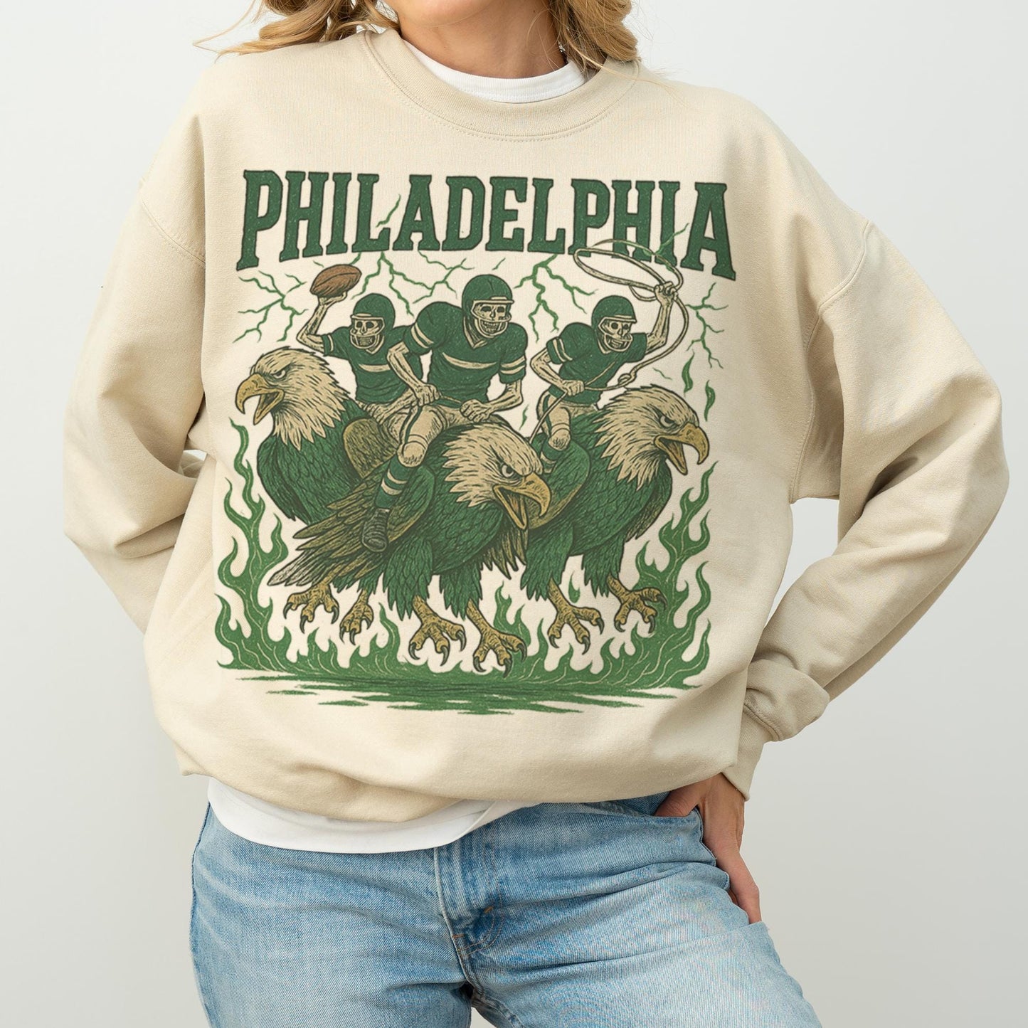 Philadelphia Football Vintage Style Sweatshirt, Retro Philly Eagles Crewneck, Old School Sunday Football Shirt