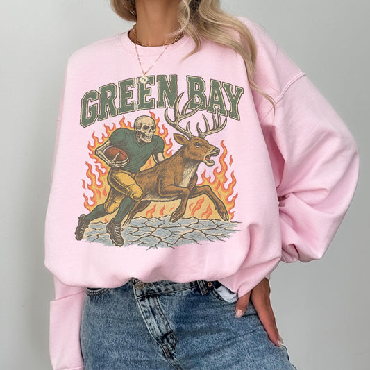 Green Bay Football Vintage Style Sweatshirt, Retro Varsity Crewneck, Old School Wisconsin Football Shirt