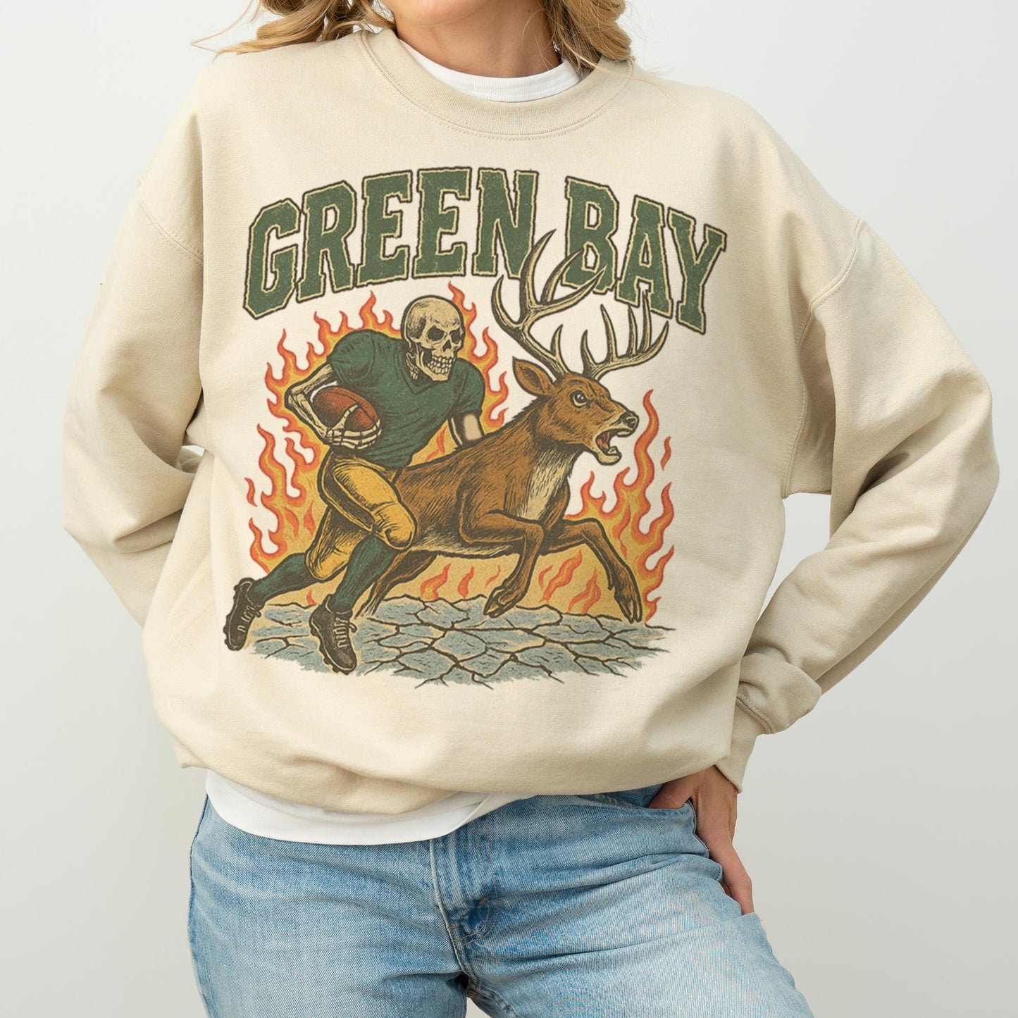 Green Bay Football Vintage Style Sweatshirt, Retro Varsity Crewneck, Old School Wisconsin Football Shirt