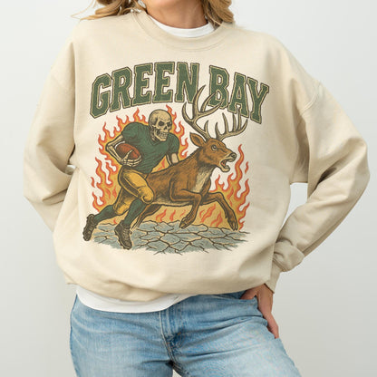 Green Bay Football Vintage Style Sweatshirt, Retro Varsity Crewneck, Old School Wisconsin Football Shirt