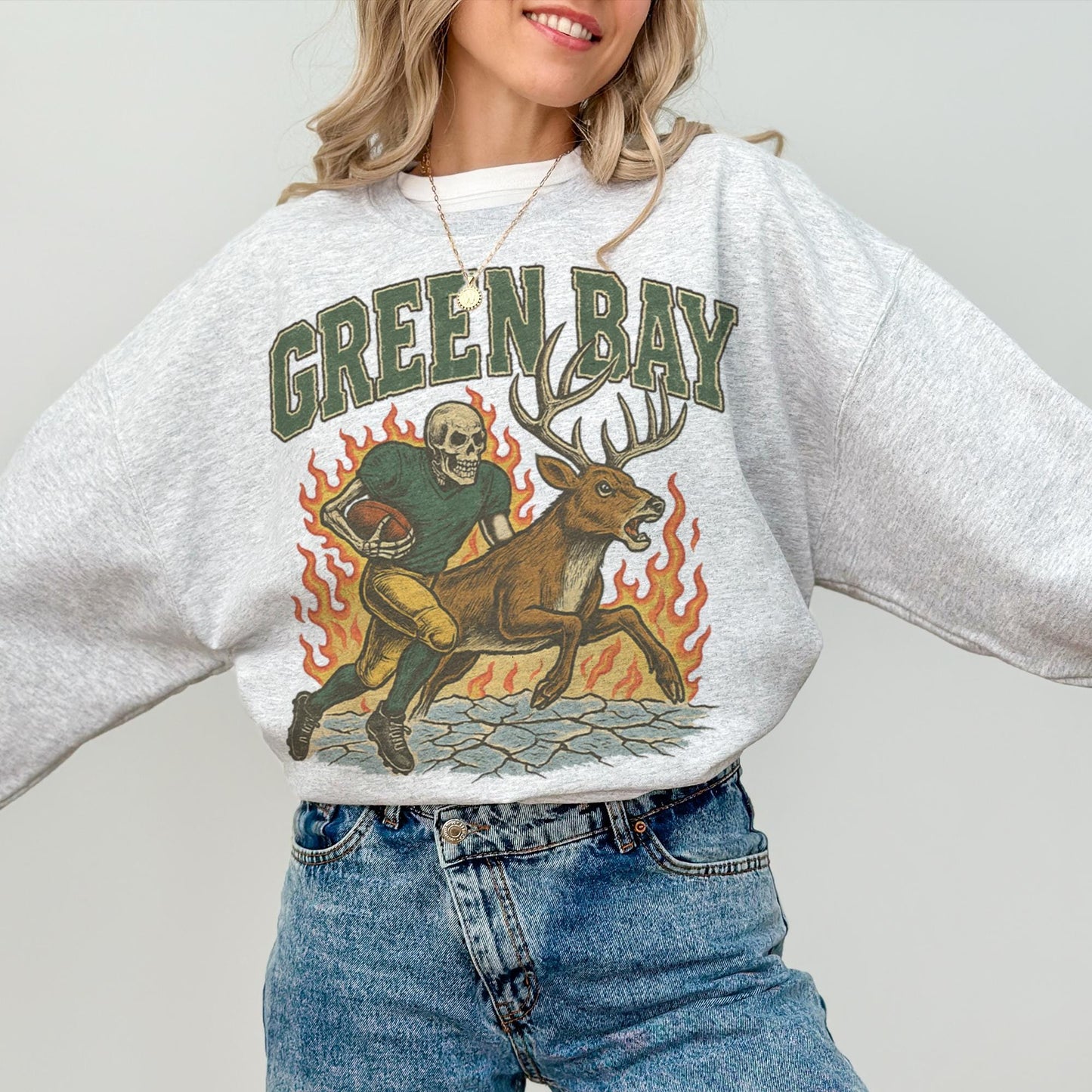 Green Bay Football Vintage Style Sweatshirt, Retro Varsity Crewneck, Old School Wisconsin Football Shirt