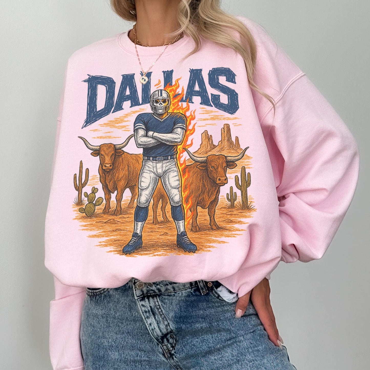 Dallas Cowboys Football Vintage Style Sweatshirt, Retro Varsity Crewneck, Old School Game Day Apparel for Fans