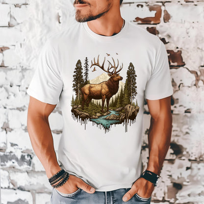 Mens Elk Hunting Shirt: Comfort Colors Tee, Outdoor Adventure
