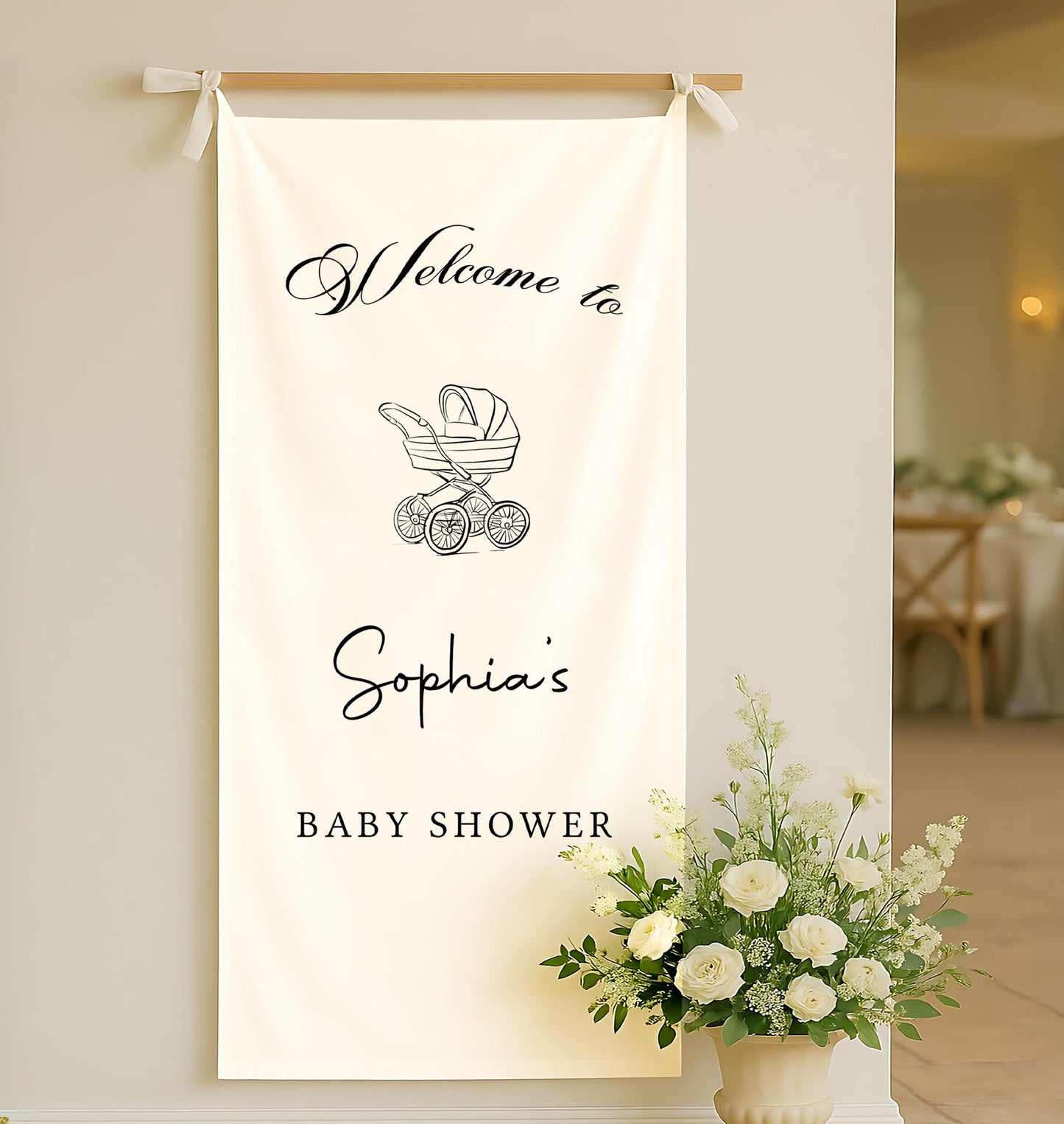 Welcome Sign for Baby Shower, Custom Fabric Baby Shower Sign, Personalized Baby Shower Sign, Custom Baby Shower Decor, Boho Birthday Decor