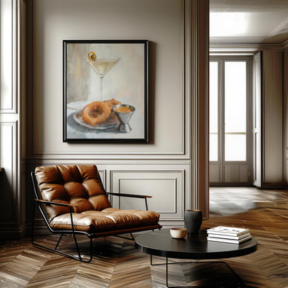 Dirty Martini with Onion Rings Art Print | Cute Quirky Whimsical | Cocktail Art Bar Cart Decor | Trendy Wall Art | Funny Food Art Gift