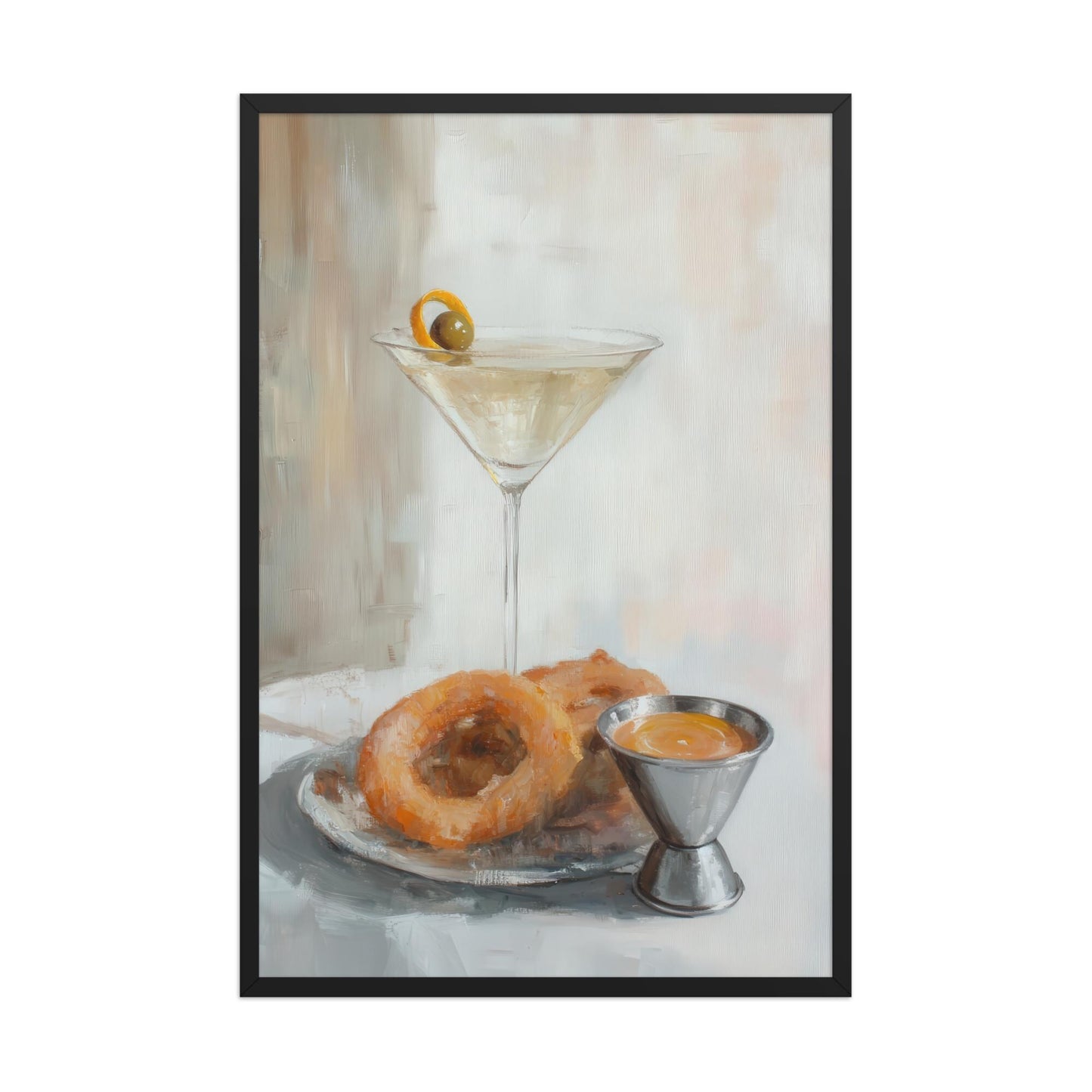 Dirty Martini with Onion Rings Art Print | Cute Quirky Whimsical | Cocktail Art Bar Cart Decor | Trendy Wall Art | Funny Food Art Gift
