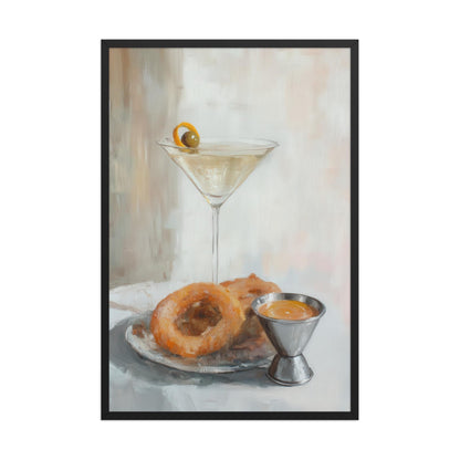 Dirty Martini with Onion Rings Art Print | Cute Quirky Whimsical | Cocktail Art Bar Cart Decor | Trendy Wall Art | Funny Food Art Gift