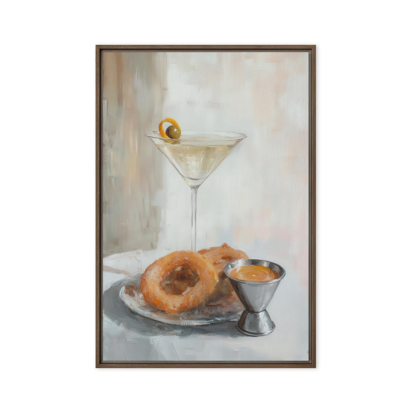 Dirty Martini with Onion Rings Art Print | Cute Quirky Whimsical | Cocktail Art Bar Cart Decor | Trendy Wall Art | Funny Food Art Gift