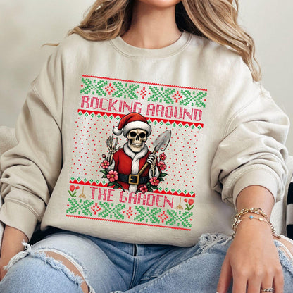 Rockin' Around the Christmas Tree Shirt Crazy Plant Lady Ugly Christmas Funny Skeleton Shirt Plant Lover Gift