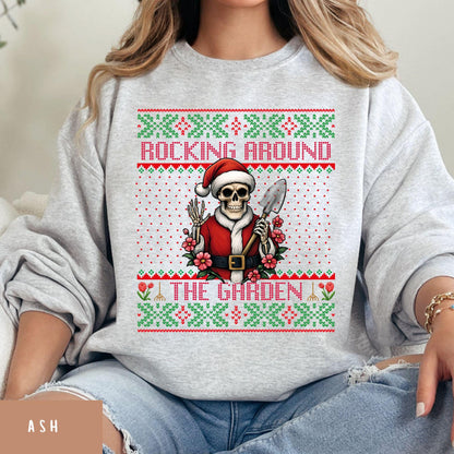 Rockin' Around the Christmas Tree Shirt Crazy Plant Lady Ugly Christmas Funny Skeleton Shirt Plant Lover Gift