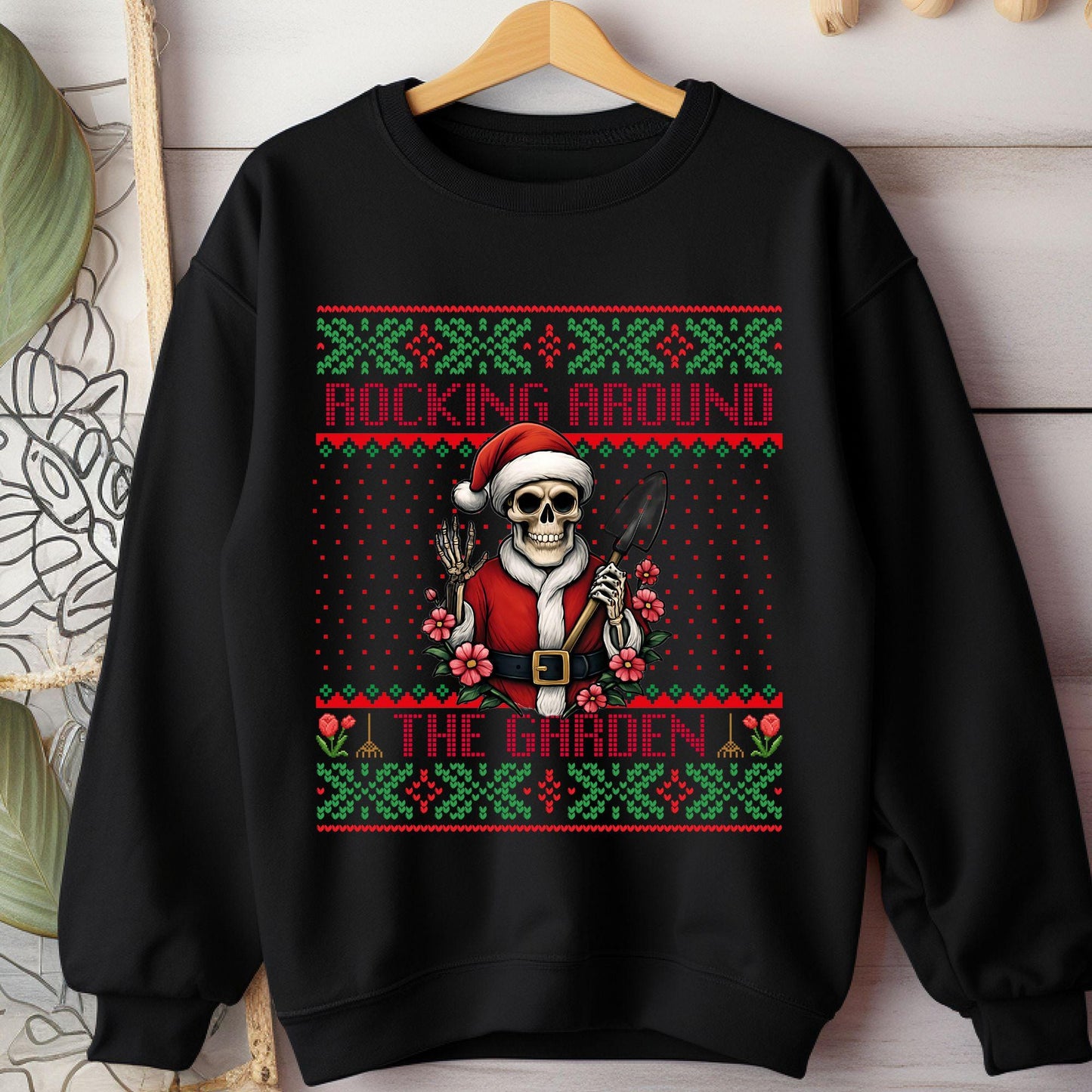 Rockin' Around the Christmas Tree Shirt Crazy Plant Lady Ugly Christmas Funny Skeleton Shirt Plant Lover Gift