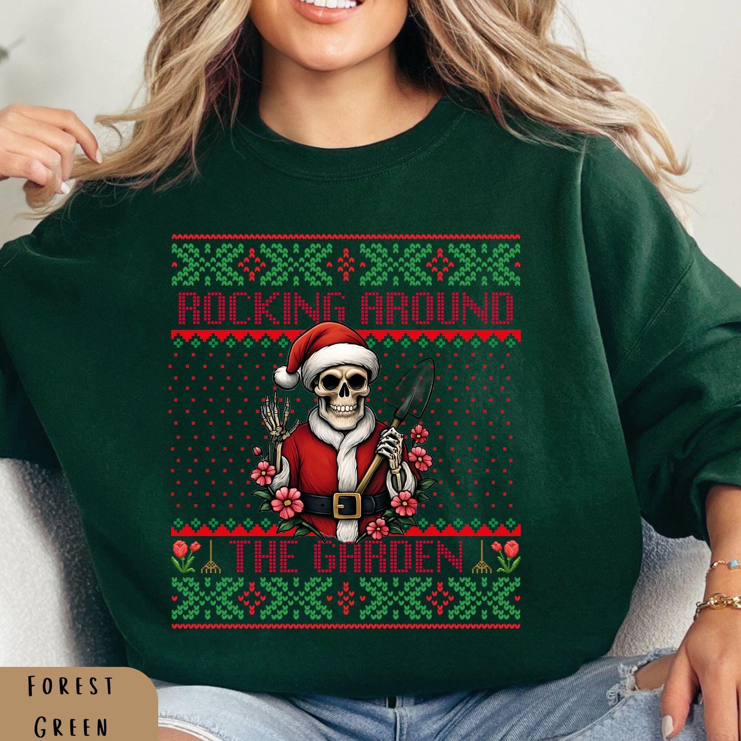 Rockin' Around the Christmas Tree Shirt Crazy Plant Lady Ugly Christmas Funny Skeleton Shirt Plant Lover Gift