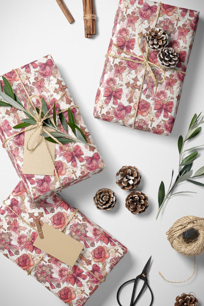 Christian Coquette Gift Wrap Baptism Theme | Watercolor Wrapping Paper for Baby Girl Christening #13