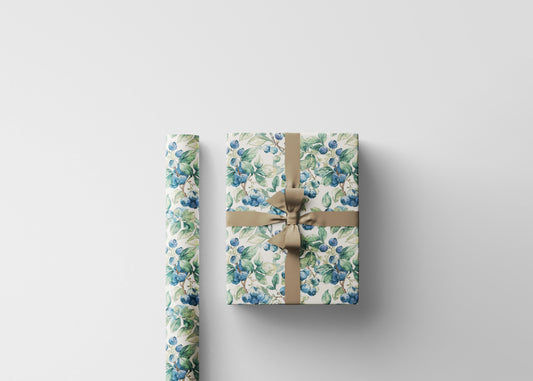 Farmers Market Wrapping Paper Roll Eco Rustic Blueberries Design Farm Fresh Fruit Farmhouse Country Kitchen Organic Gift Wrap #81