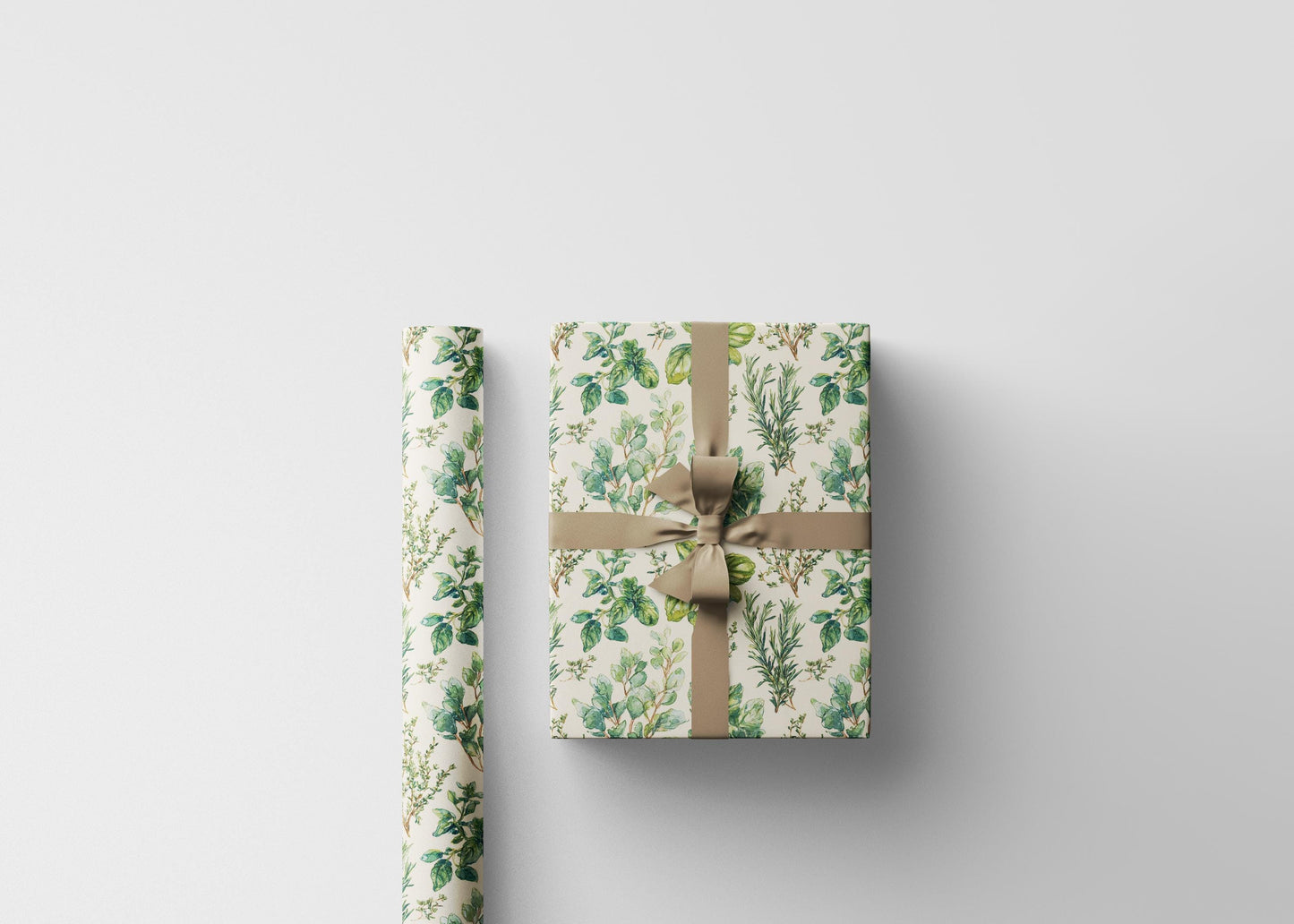 Farmers Market Wrapping Paper Roll Farmhouse Rustic Herbs Theme Eco Friendly Country Kitchen Basil Rosemary Gift Wrap #57