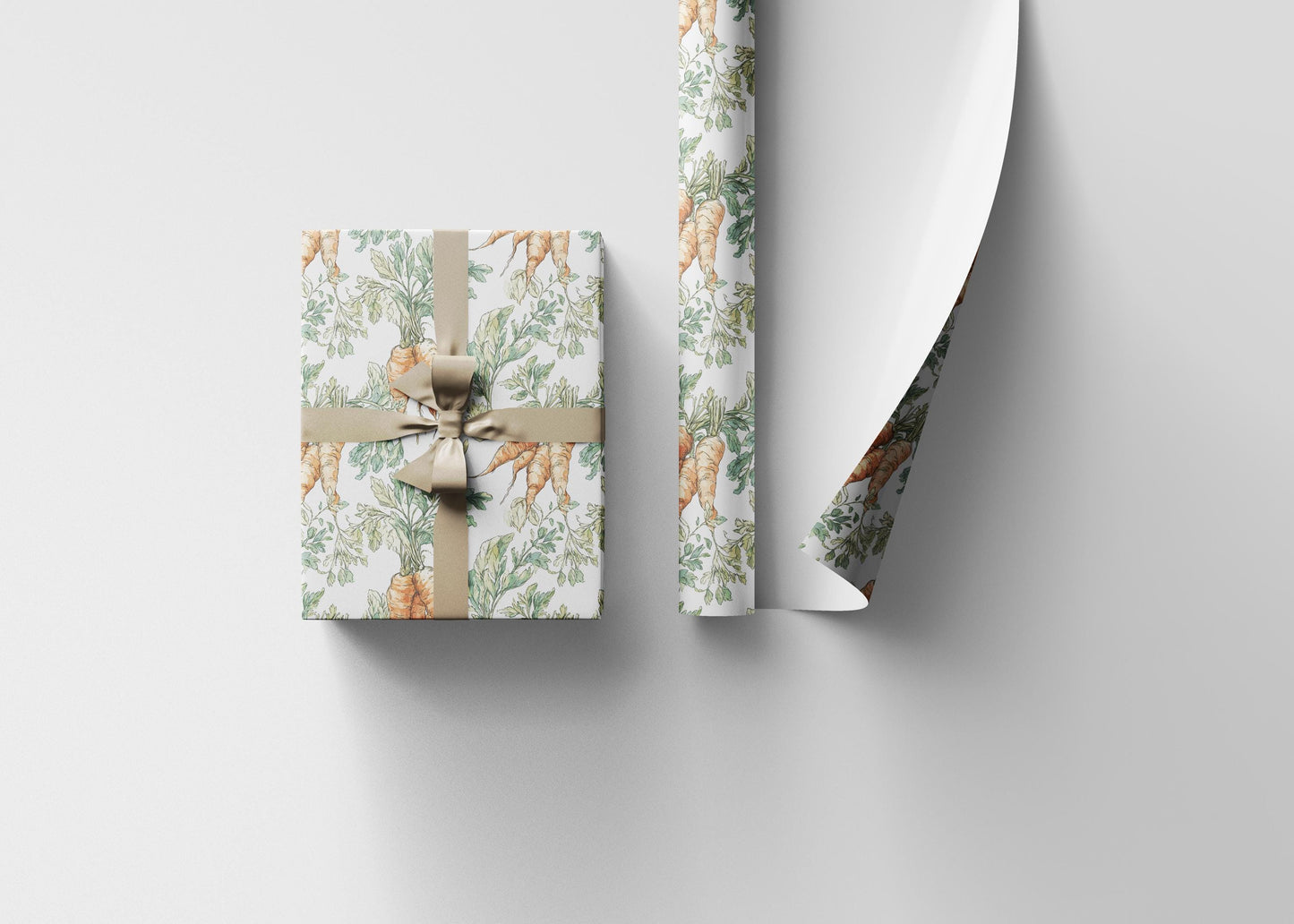 Farmers Market Wrapping Paper Roll Farmhouse Rustic Carrots Illustration Organic Eco Country Kitchen Vegetables Gift Wrap #59