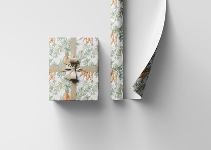 Farmers Market Wrapping Paper Roll Farmhouse Rustic Carrots Illustration Organic Eco Country Kitchen Vegetables Gift Wrap #59