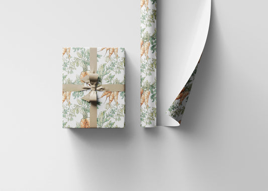 Farmers Market Wrapping Paper Roll Farmhouse Rustic Carrots Illustration Organic Eco Country Kitchen Vegetables Gift Wrap #59