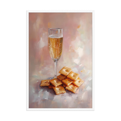 Champagne and Cheese Crackers Art Print | Cute Quirky Whimsical | Cocktail Art Bar Cart Decor | Trendy Home Wall Art | Champagne Wall Art