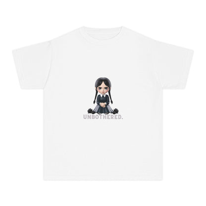 Unbothered Wednesday Addams Inspired YOUTH T-Shirt | Kids Gothic Graphic Tee | Spooky Season Halloween Shirt
