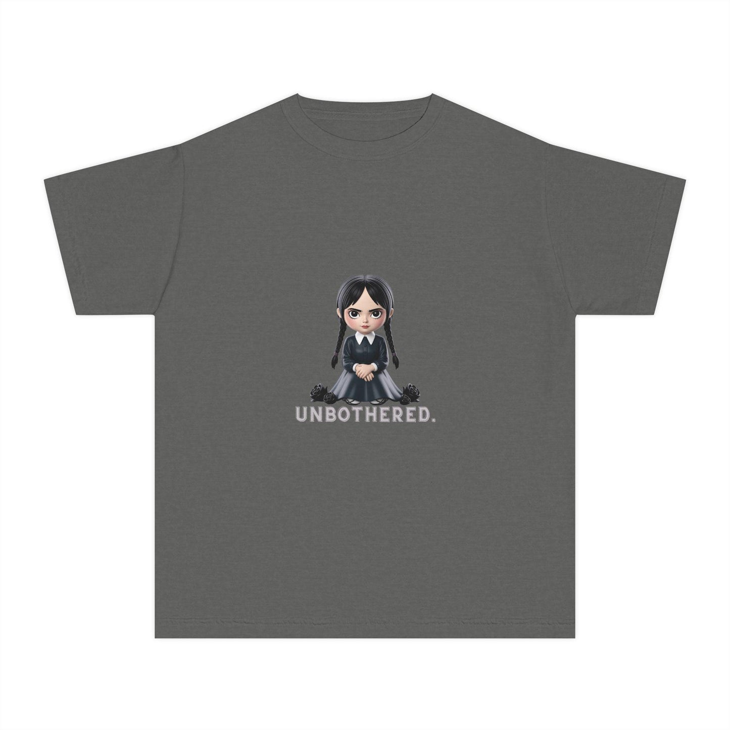 Unbothered Wednesday Addams Inspired YOUTH T-Shirt | Kids Gothic Graphic Tee | Spooky Season Halloween Shirt