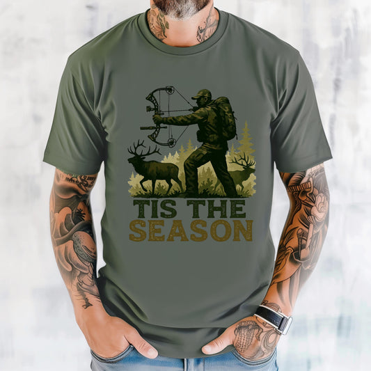 Bowhunter Elk Graphic Tee: Men's Fall Hunting Shirt