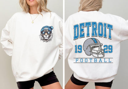 Graphic Detroit Mascot Football Sweatshirt, Game Day Gift Shirt, Detroit Football Fan Tee, Retro Detroit Team Shirt, Sport Mascot Gifts