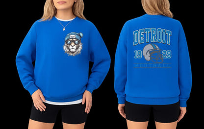 Graphic Detroit Mascot Football Sweatshirt, Game Day Gift Shirt, Detroit Football Fan Tee, Retro Detroit Team Shirt, Sport Mascot Gifts