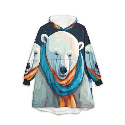 Polar Bear Hooded Blanket: Cozy Fleece, Vibrant Print