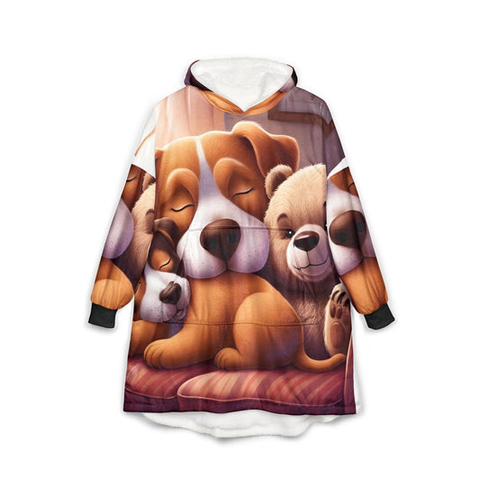 Dog Lovers Hooded Blanket: Cozy Fleece Throw, Kangaroo Pocket