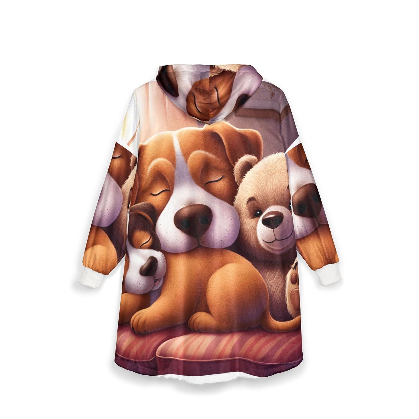 Dog Lovers Hooded Blanket: Cozy Fleece Throw, Kangaroo Pocket