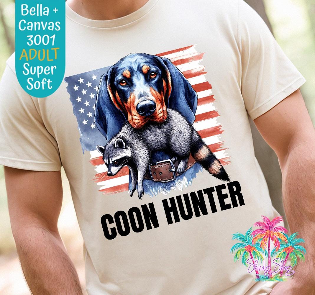 Adult Coon Hunter Tee - Hunting Shirt, Raccoon Shirt, Outdoorsman, Father's Day Shirt, Funny Graphic Tee, Coon Hunting, Outdoor Life