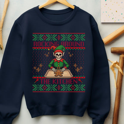 Rockin' Around the Christmas Tree Shirt Ugly Christmas Sweater Funny Skeleton Shirt Gift for Baker Funny Secret Santa Gift Ideas
