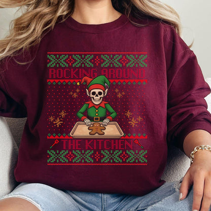 Rockin' Around the Christmas Tree Shirt Ugly Christmas Sweater Funny Skeleton Shirt Gift for Baker Funny Secret Santa Gift Ideas