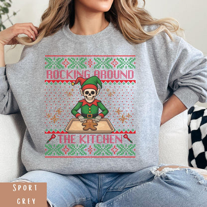 Rockin' Around the Christmas Tree Shirt Ugly Christmas Funny Skeleton Shirt Gift for Baker Funny Secret Santa Gift Ideas