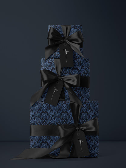 Sapphire Blue Wrapping Paper Blue Floral Gift Wrap Moody Flower Design Gift Wrap for Wedding Wrapping Paper Bridal Shower Gift for Bride