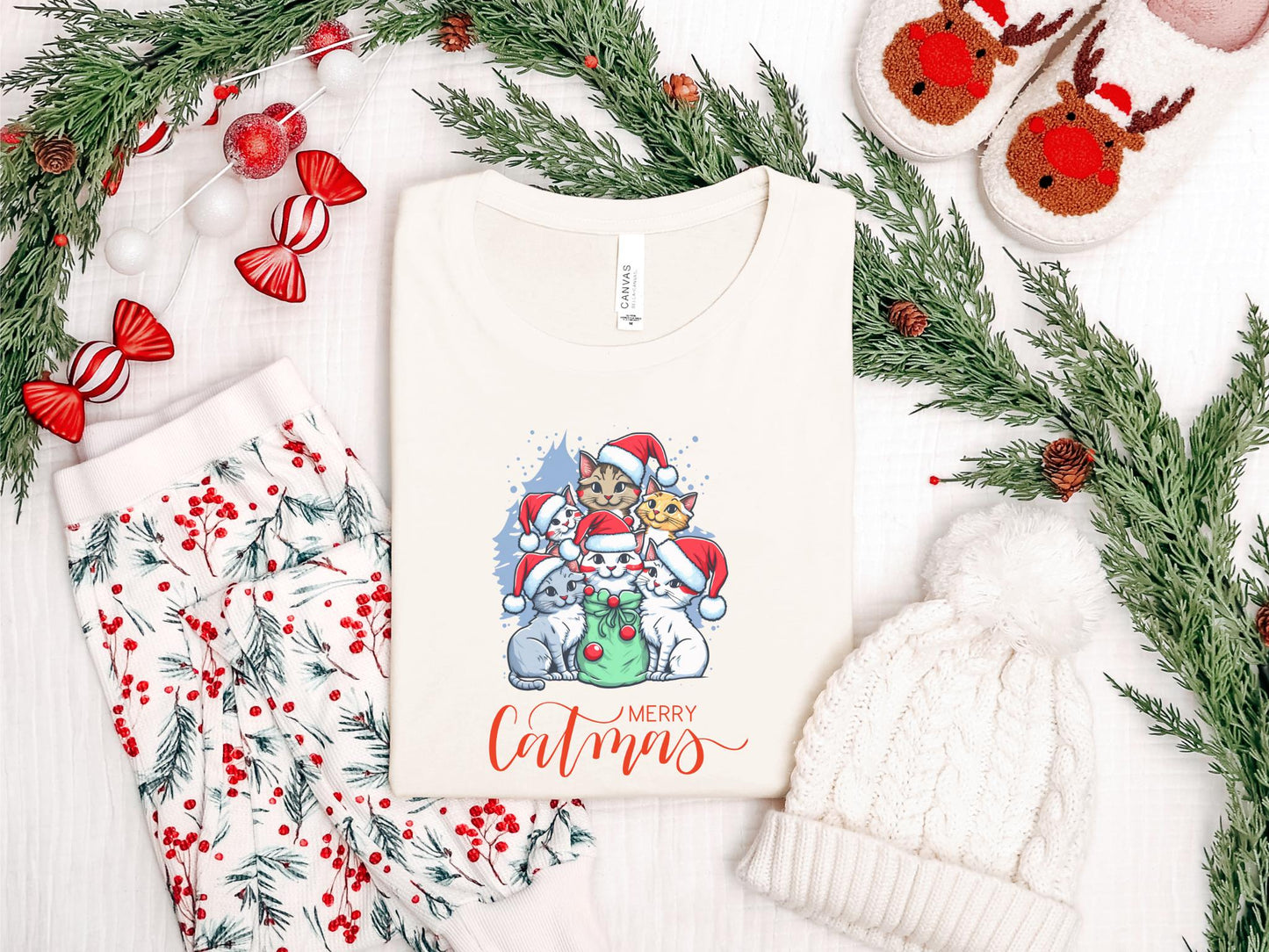 Merry Catmas Personalized Sweatshirt, Meowy Christmas Personalized Cat Sweatshirt, Funny Christmas Sweatshirt Family Gift Idea For Cat Lover