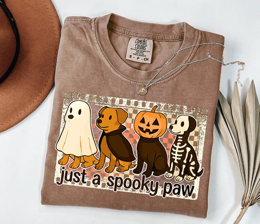 Comfort Colors® Just a Spooky Paw Shirt, Fun Halloween Dog Shirt, Spooky Dog Shirt, Gift for Halloween Lovers, Halloween Horror Dog Tshirt