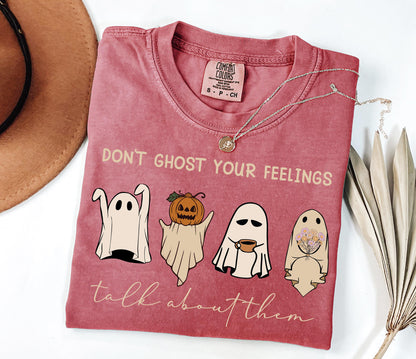 Comfort Colors® Don't Ghost Your Feelings Mental Health Awareness School Counselor Mental Health Halloween Graphic TShirt for Women