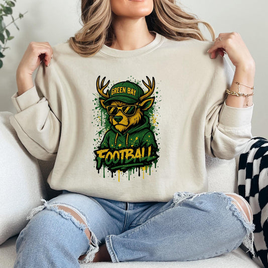 Green Bay Football Sweatshirt, Retro Sports Fan Shirt, Trendy Game Day Gift Tee, Green Bay Mascot Sweatshirt, Green Bay Football Fan Shirt