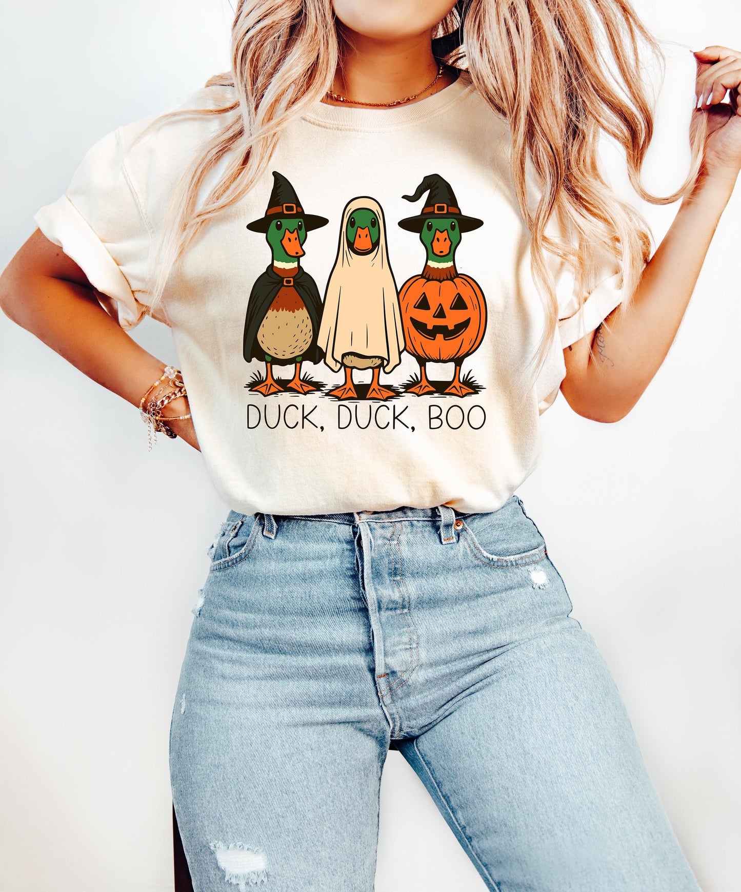 Comfort Colors® Duck Duck Boo Halloween Shirt, Halloween Duck Shirt, Trick Or Treat Spooky Season T-Shirt, Boo Hunting Season Shirt