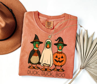 Comfort Colors® Duck Duck Boo Halloween Shirt, Halloween Duck Shirt, Trick Or Treat Spooky Season T-Shirt, Boo Hunting Season Shirt