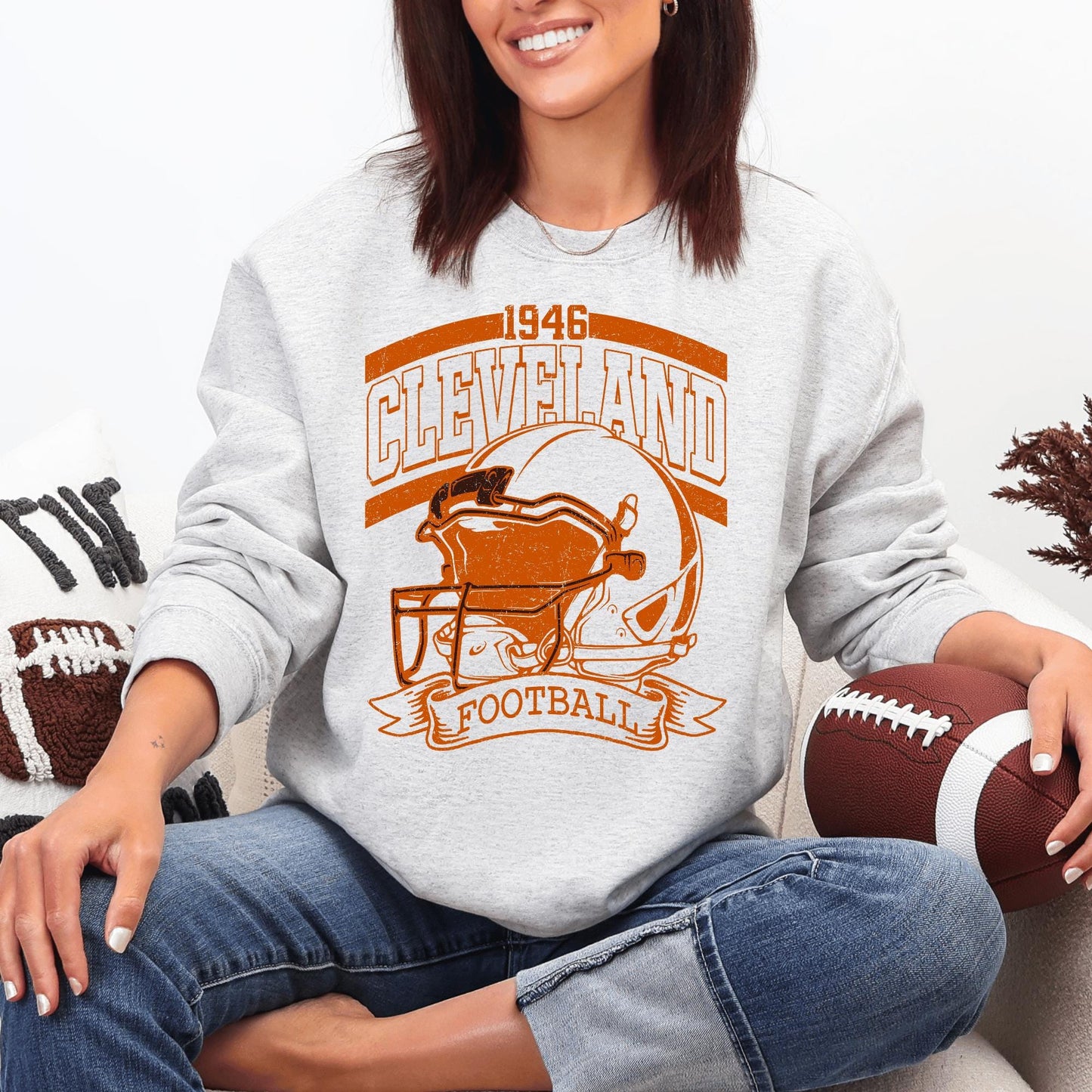 Cleveland Football Retro 90s Style Sweatshirt, Cleveland Football Shirt, Sunday Football Shirt, Cleveland Crewneck Tee, Game Day Shirt