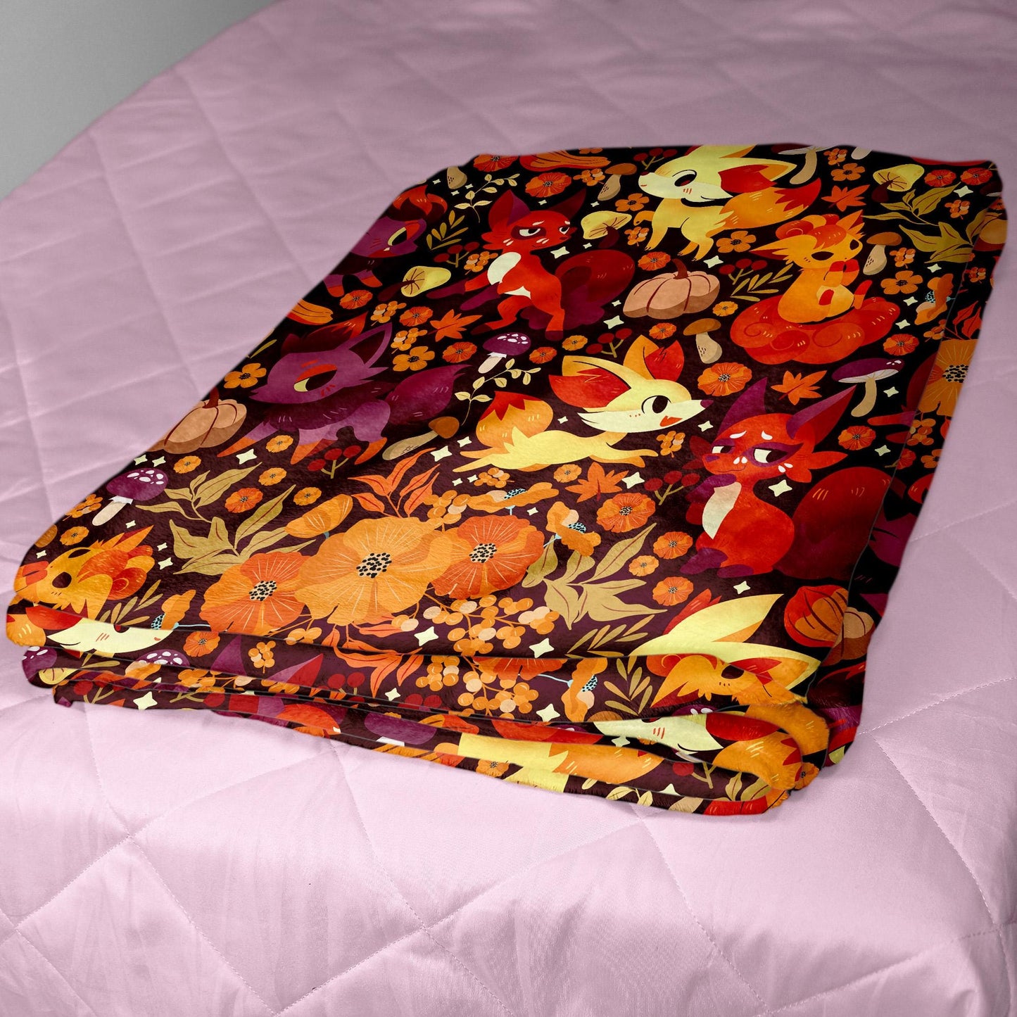 Vulpix Fleece Blanket, Cozy Throw Blanket for Bedroom and Living Room, Home Decor Throw Blanket, Soft Cotton Family Blanket Gift