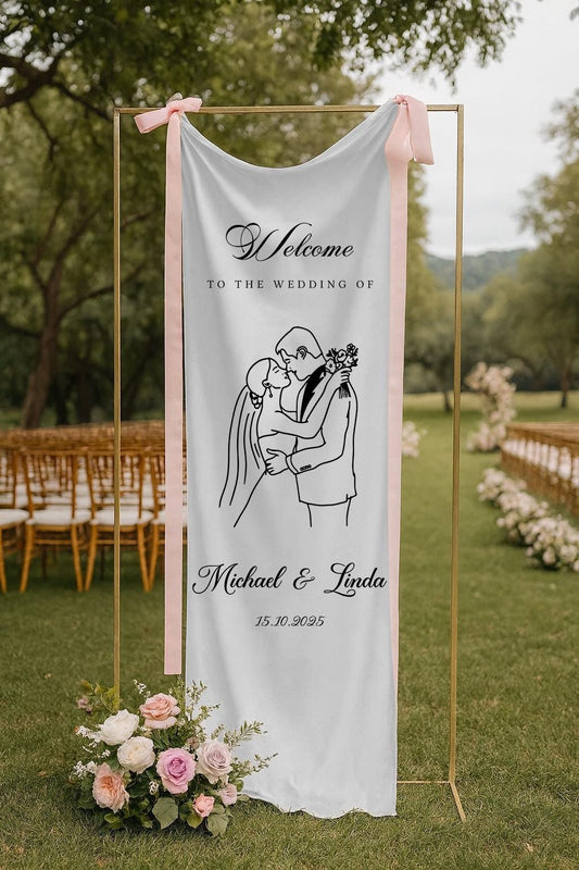 Custom Wedding Sign, Fabric Wedding Sign, Custom Welcome Sign, Wedding Banner, Wedding Decoration, Engagement Party Sign, Ceremony Decor