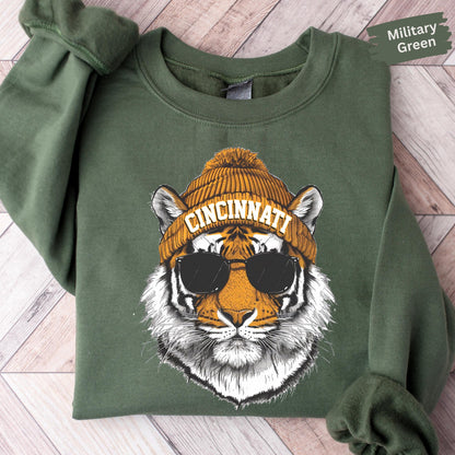 Cincinnati Tigers Sweatshirt, Retro Cincinnati Game Day Sweatshirt, Cincinnati Mascot Sweatshirt, Trendy Game Day Gift Tee, Sports Fan Tee