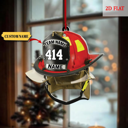 Custom Firefighter Helmet Acrylic Ornament, Firefighter Gift, Birthday Gift for Dad, Fireman Gift, Firefighter Hat Ornament, Firefighter hat